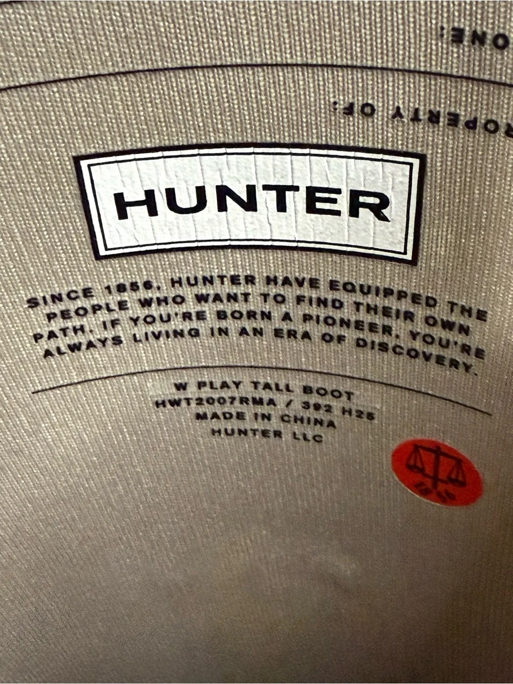 Hunter Women’s Original Play Tall Zinc Tan Waterproof Rain Boot -Sz 11, Like New